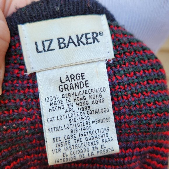 VTG Liz Baker Multicolor Plaid Cardigan Sweater Pockets Gold Buttons Grandma - Picture 12 of 13